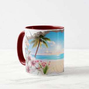 Tropical Beach Palm Tree Landschaftliche Kaffee Ta Tasse