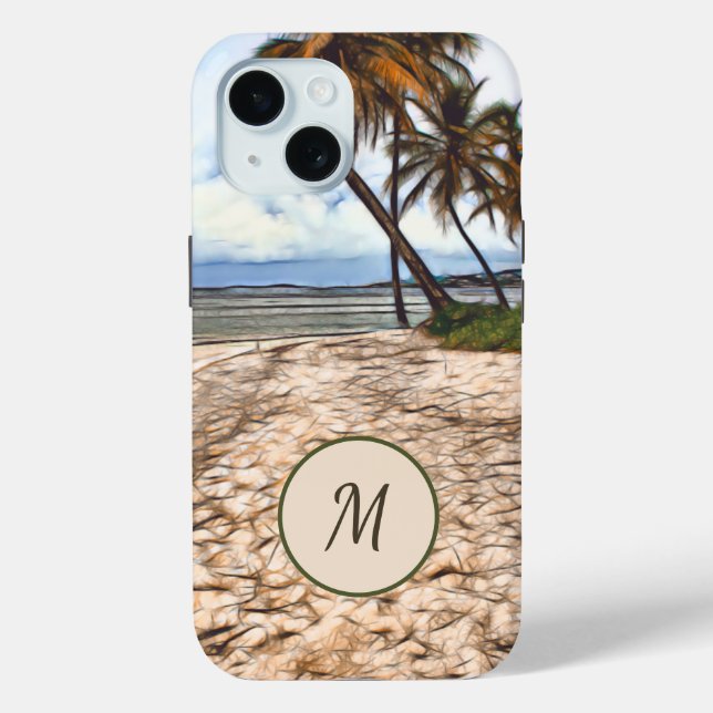 Tropical Beach Palm Tree Ocean Monogram Case-Mate iPhone Hülle (Rückseite)