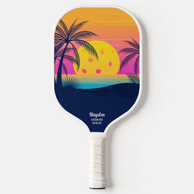 Tropical Beach Palm Tree Pickleball Sun Custom Pickleball Schläger (Vorderseite)
