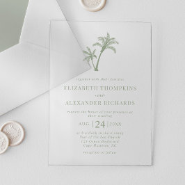Tropical Beach Palm Tree Sage Green Wedding Acryleinladungen