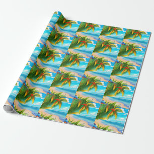 Tropical Beach Palm Tree Szene Geschenkpapier