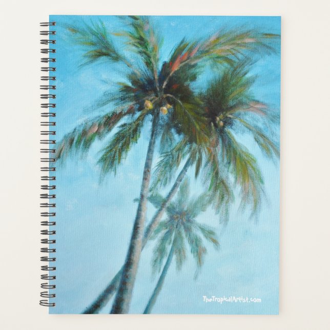 Tropical Beach Palm Tree Themenplaner Planer (Vorderseite)