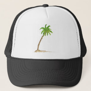 Tropical Beach Palm Tree Wasserfarbe Truckerkappe
