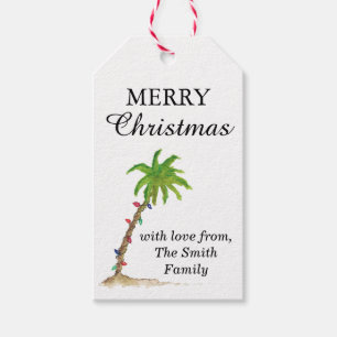 Tropical Beach Palm Tree Wasserfarben Weihnachten  Geschenkanhänger