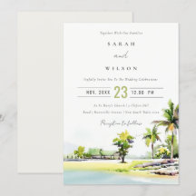 Tropical Beach Palm Tree Wasserfarbenhochzeit einl