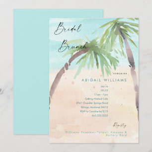 Tropical Beach Palm Trees Bridal Brunch Einladung