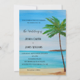 Tropical Beach Palm Trees Hochzeit in Urlaubsort Einladung