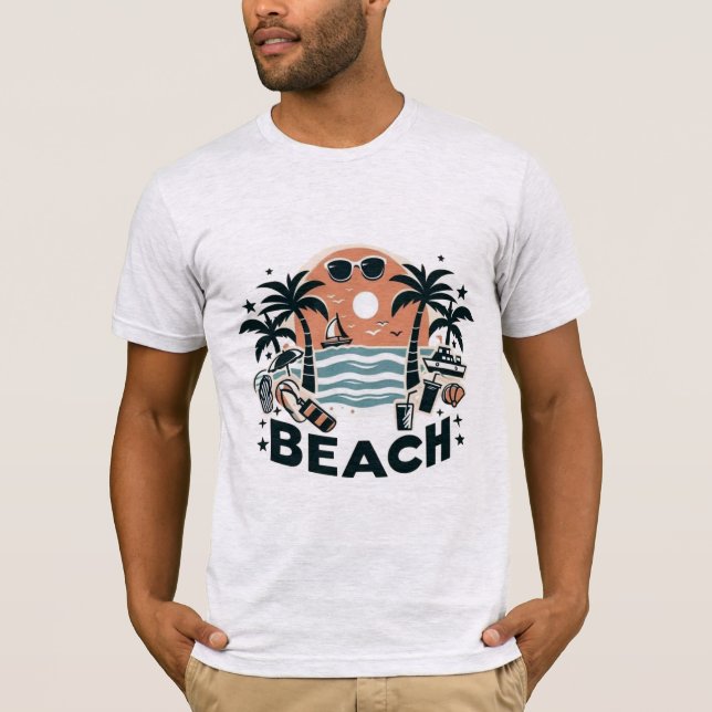 Tropical Beach Palm Trees & Sunset T-Shirt (Vorderseite)