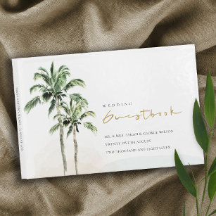 Tropical Beach Palm Trees Wasserfarbenhochzeit Gästebuch