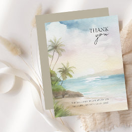Tropical Beach Palm Trees Wedding Dankeskarte
