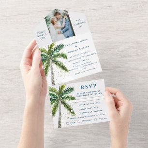 Tropical Beach Palm Trees Zielort Küste All In One Einladung