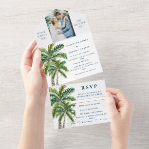 Tropical Beach Palm Trees Zielort Küste All In One Einladung