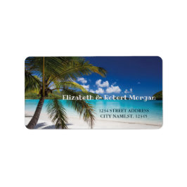 Tropical Beach Palm Wedding Label Adressaufkleber