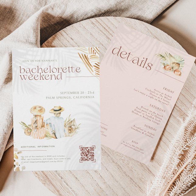 Tropical Beach Palms | Bachelorette Weekend Einladung (Von Creator hochgeladen)