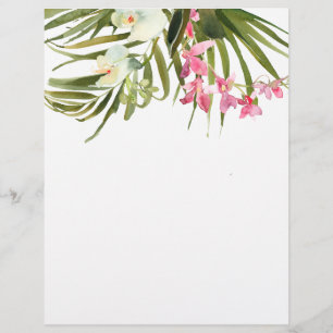Tropical Beach Palms Orchios Pink Floral Bridal Briefbogen