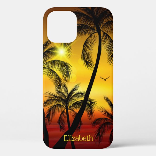 Tropical Beach Palms Personalisiert Case-Mate iPhone Hülle (Rückseite)