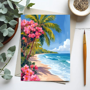 Tropical Beach Paradise   Ocean Painting Postkarte