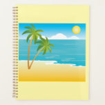 Tropical Beach Paradise with Palm Trees Planer<br><div class="desc">Organize your days with a touch of sunshine in this tropical palm tree spiral planner. The cover features a beautiful vector scene of a beach paradise and rolling waves, providing a cheerful backdrop for your notes, schedules, and goals. Whether you are planning your next summer vacation or keeping track of...</div>