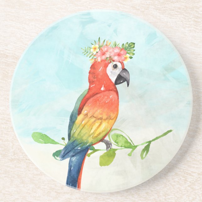 Tropical Beach Parrot Untersetzer (Vorne)