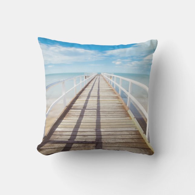 Tropical Beach Pier Outdoor Throw Kissen (Vorderseite)