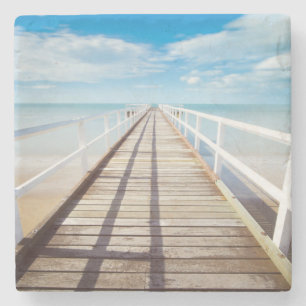 Tropical Beach Pier Steinuntersetzer