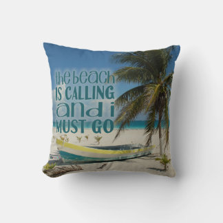 Tropical Beach Pillows Palm Tree Old Boat Kissen