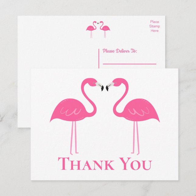 Tropical Beach Pink Flamingo Wedding Vielen Dank Postkarte (Vorne/Hinten)