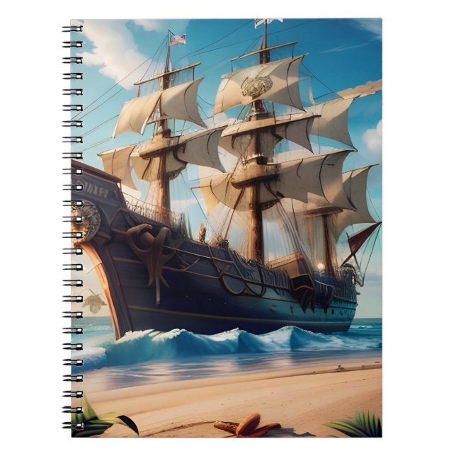 Tropical Beach Pirate Ship Notizblock (Vorderseite)