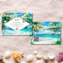 Tropical Beach QR Code UAWG Wedding Card Mitteilungskarte