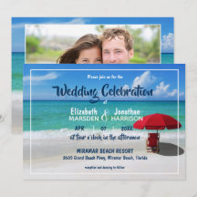 Tropical Beach Red Umbrella Modernes Foto Hochzeit