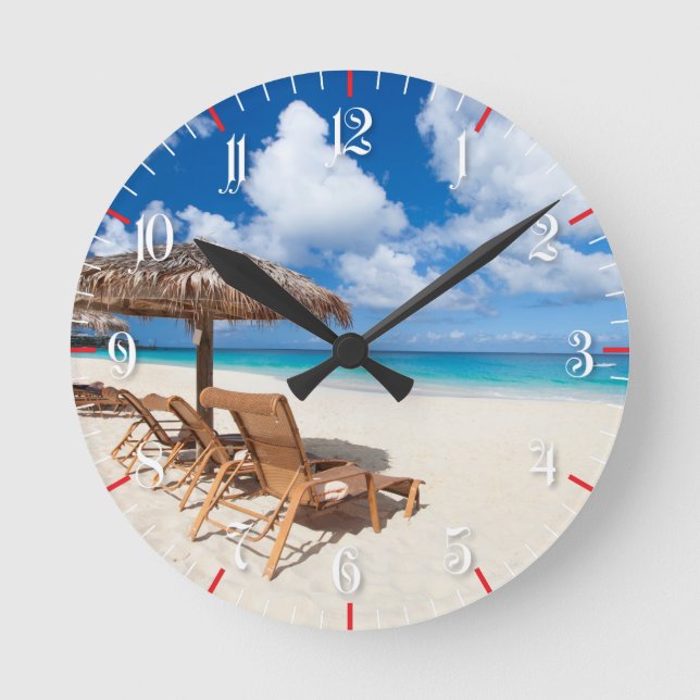 Tropical beach runde wanduhr (Vorderseite)