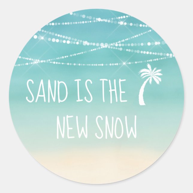Tropical Beach Sand ist der neue Schneepalmenbaum Runder Aufkleber (Vorderseite)