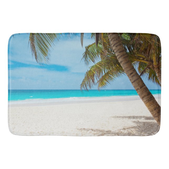 Tropical Beach, Sand, Ozean, Palmen Tree Fun Somme Badematte (Vorderseite)
