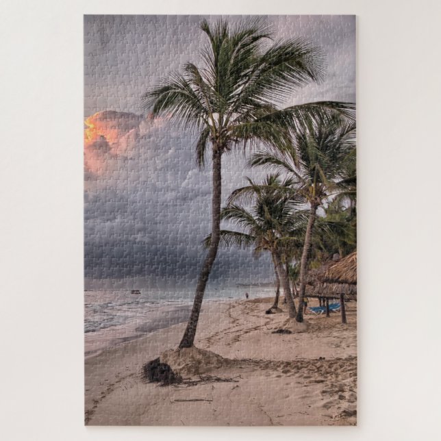Tropical Beach Sand Palms Sunset (Vertikal)