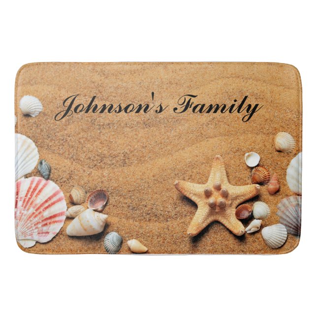 Tropical Beach Sand Seashells Custom  Badematte (Vorderseite)