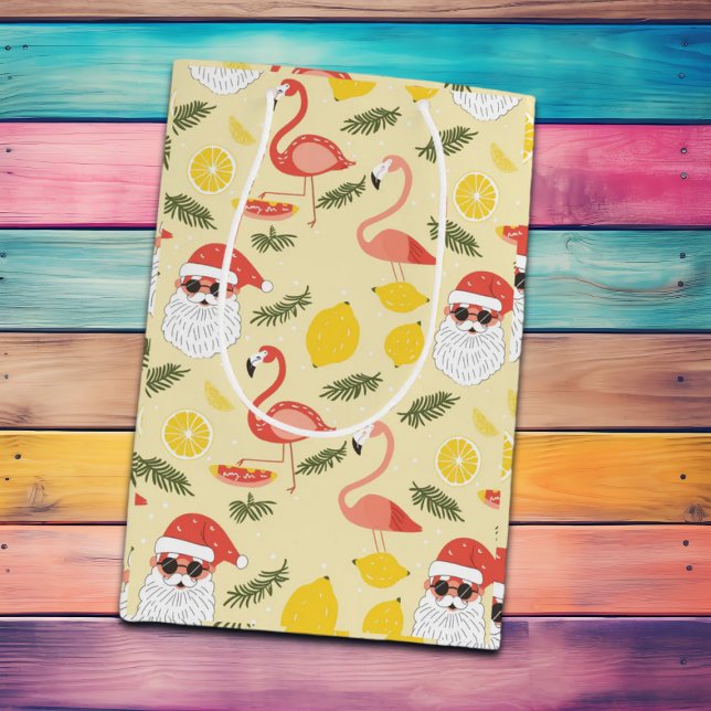 Tropical Beach & Santa Christmas im Juli Party Mittlere Geschenktüte (Von Creator hochgeladen)
