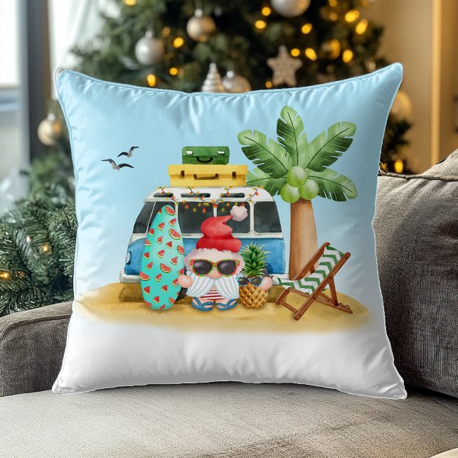 Tropical Beach Santa Palm Tree Weihnachten Kissen (Von Creator hochgeladen)