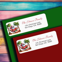 Tropical Beach & Santa Return Address Label