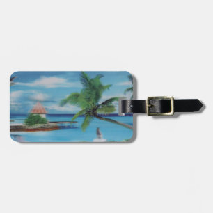 Tropical Beach Scene Art Print Gepäckanhänger