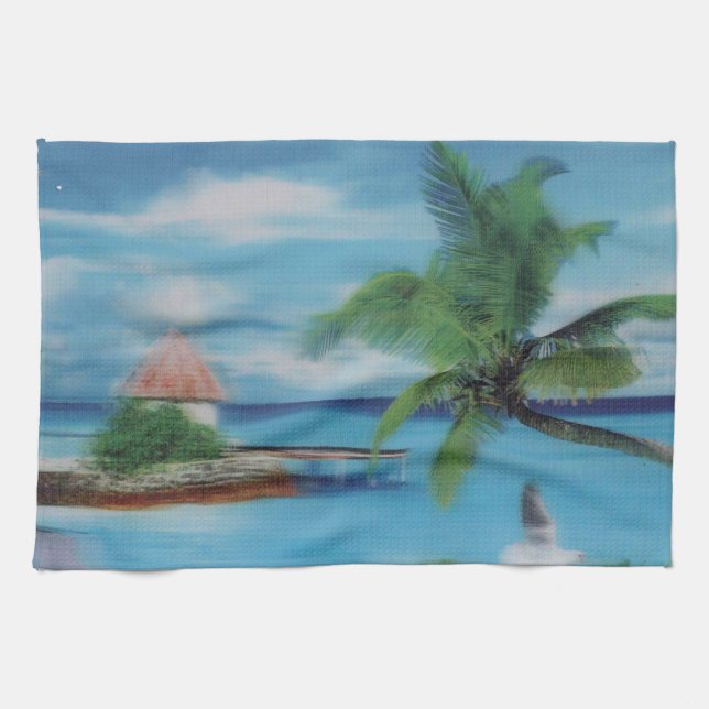 Tropical Beach Scene Art Print Geschirrtuch (Horizontal)