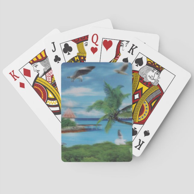 Tropical Beach Scene Art Print Spielkarten (Rückseite)