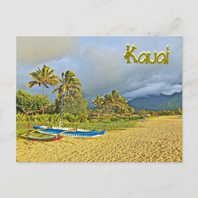 Tropical Beach Scene, Kauai Hawaii Postkarte (Vorderseite)