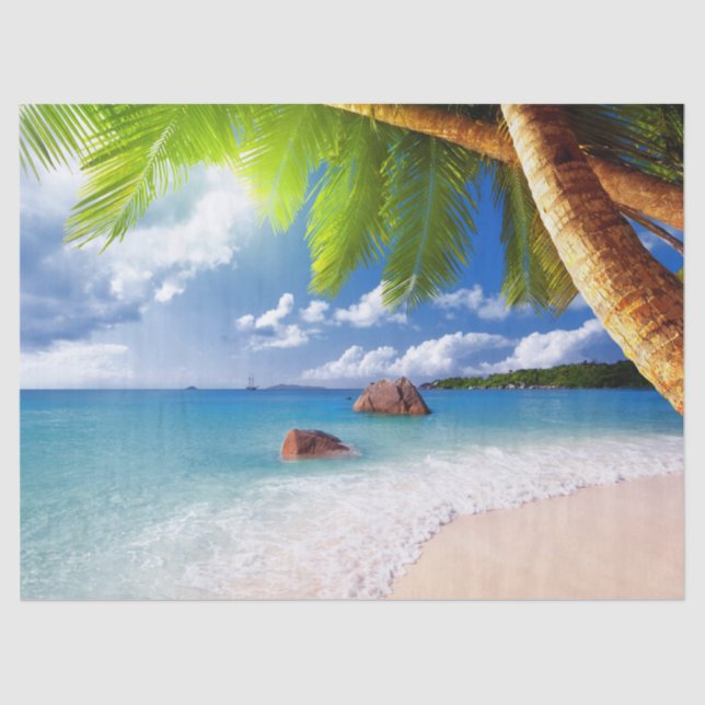 Tropical Beach Scene Palmen Tree Decoupage Seidenpapier (Vorderseite)