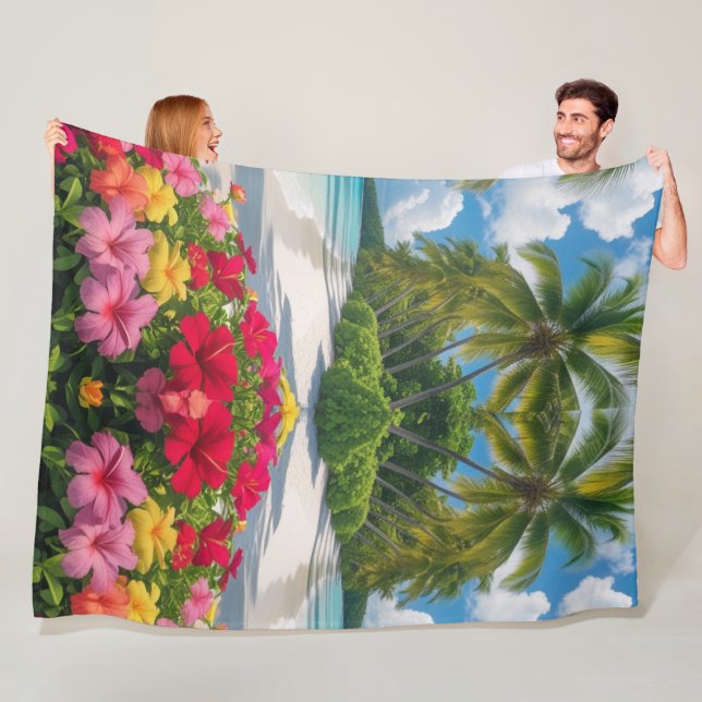 Tropical Beach Scene Throw Blanket Fleecedecke (Beispiel)