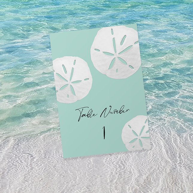 Tropical Beach Sea Glass & White Sand Dollars Tischnummer (Von Creator hochgeladen)