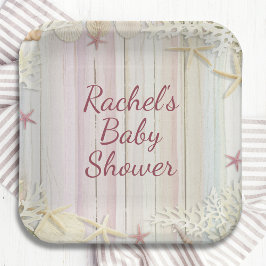 Tropical Beach Seashell Baby Dusche Boho Chic Pappteller