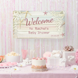 Tropical Beach Seashell Modern Boho Baby Dusche Banner