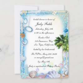 Tropical Beach Seashell Wedding Brautparty Card Einladung