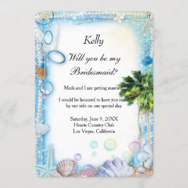 Tropical Beach Seashell Wedding Bridesmaids Card Einladung