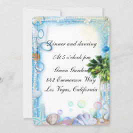 Tropical Beach Seashell Wedding Card Einladung